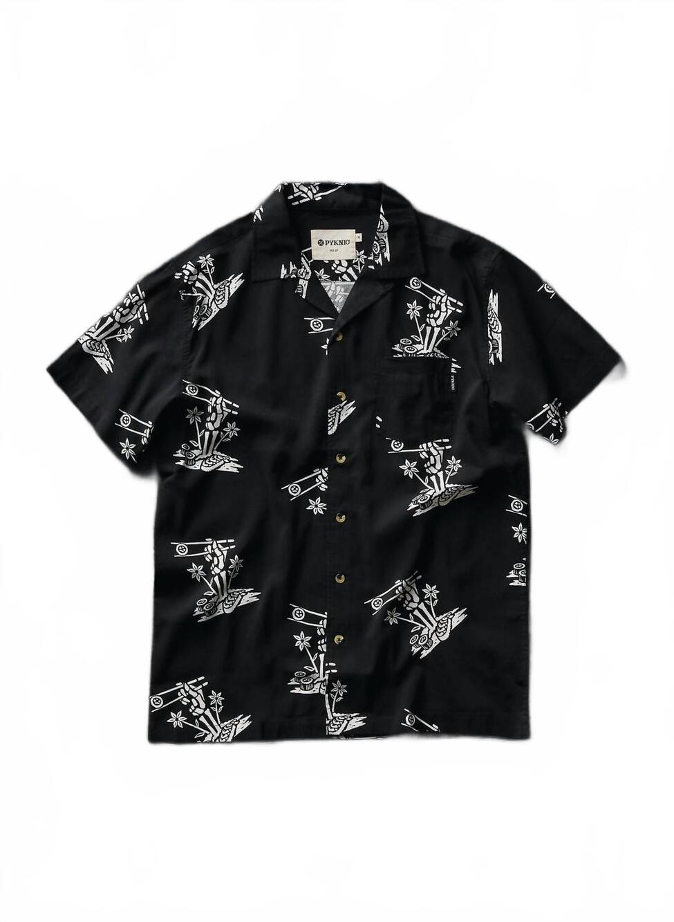 NEW PYKNIC unisex rolling deep sushi button-up shirt in black